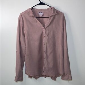 ARULA Pink Relaxed Notched Collar Button Down Shirt